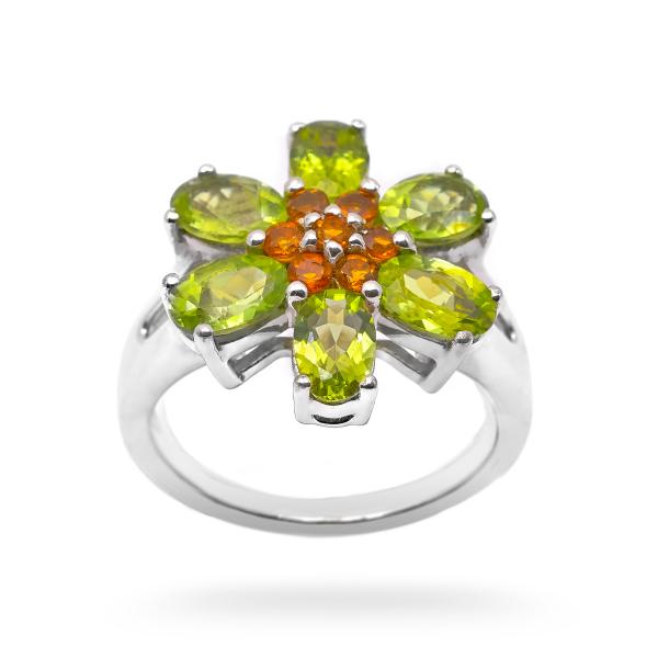 Bague peridot, citrine argent Acaciane